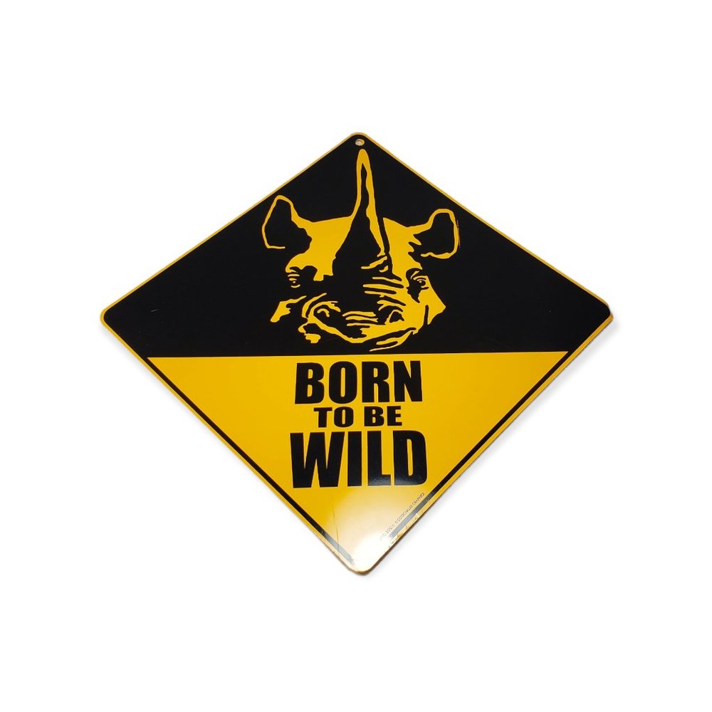 San Diego Zoo Born To Be Wild Metal Traffic Sign 12x12 Diamond Rhino